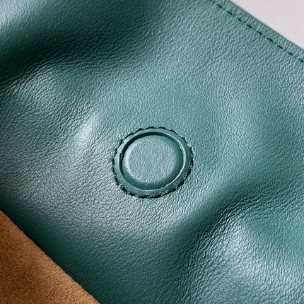 LOEWE 25S LARGE FLAMENCO CLUTCH BAG 30 IN DEEP TEAL CALFSKIN