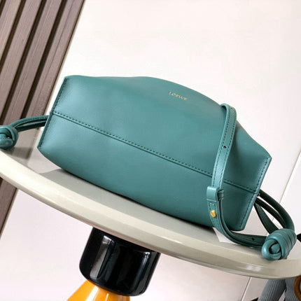 LOEWE 25S MEDIUM FLAMENCO CLUTCH BAG 23 IN DEEP TEAL CALFSKIN
