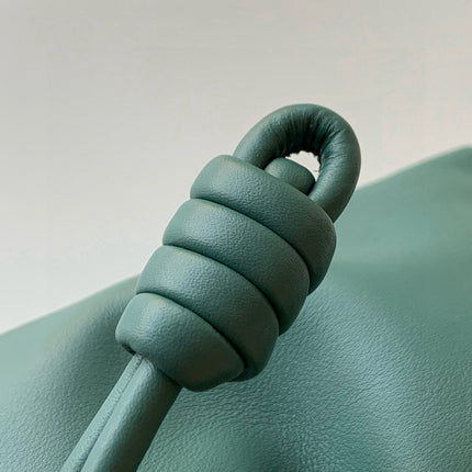 LOEWE 25S MEDIUM FLAMENCO CLUTCH BAG 23 IN DEEP TEAL CALFSKIN