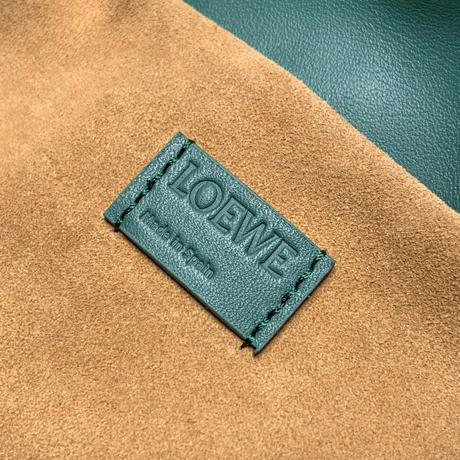 LOEWE 25S MEDIUM FLAMENCO CLUTCH BAG 23 IN DEEP TEAL CALFSKIN