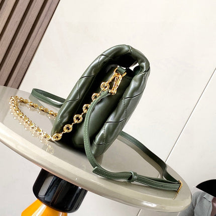 LOEWE 25S PUFFER GOYA BAG 23 IN DARK OLIVE GREEN NAPPA LAMBSKIN