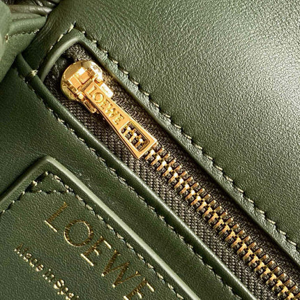 LOEWE 25S PUFFER GOYA BAG 23 IN DARK OLIVE GREEN NAPPA LAMBSKIN