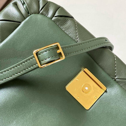 LOEWE 25S PUFFER GOYA BAG 23 IN DARK OLIVE GREEN NAPPA LAMBSKIN