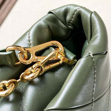 LOEWE 25S PUFFER GOYA BAG 23 IN DARK OLIVE GREEN NAPPA LAMBSKIN