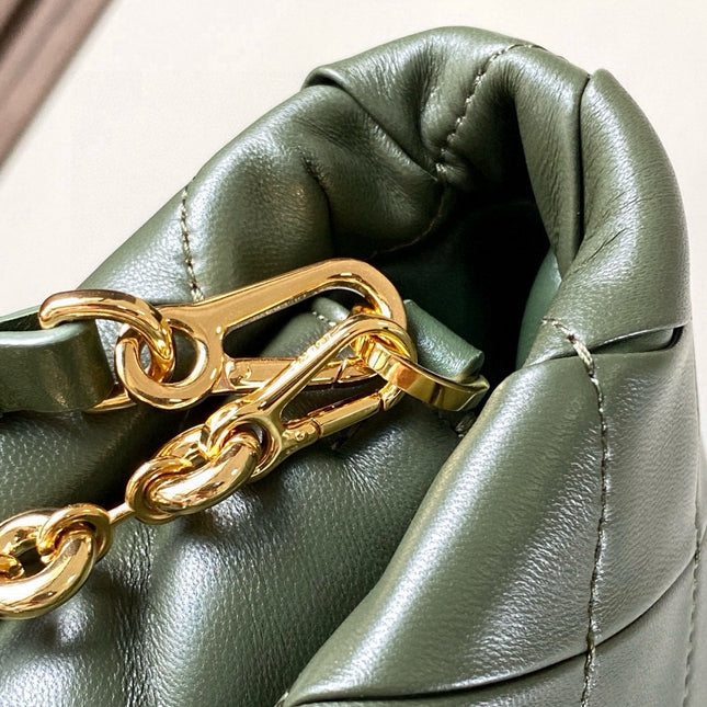 LOEWE 25S PUFFER GOYA BAG 23 IN DARK OLIVE GREEN NAPPA LAMBSKIN