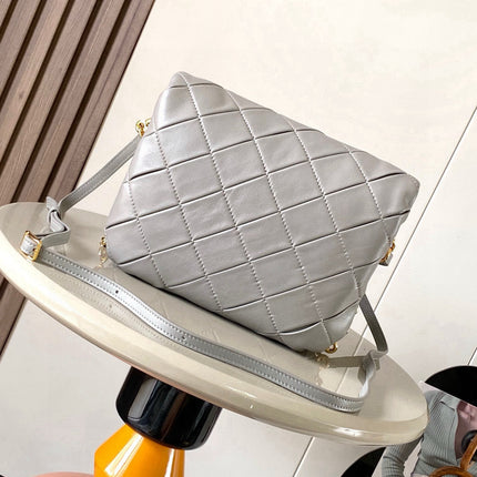 LOEWE 25S PUFFER GOYA BAG 23 IN LIGHT GRAY NAPPA LAMBSKIN