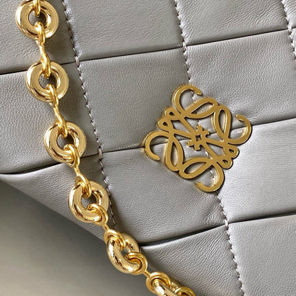 LOEWE 25S PUFFER GOYA BAG 23 IN LIGHT GRAY NAPPA LAMBSKIN