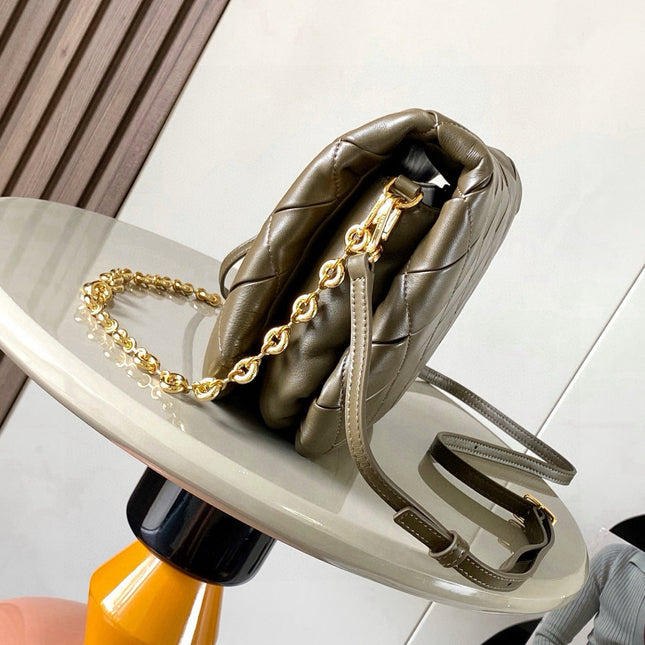 LOEWE 25S PUFFER GOYA BAG 23 IN KHAKI GREEN NAPPA LAMBSKIN