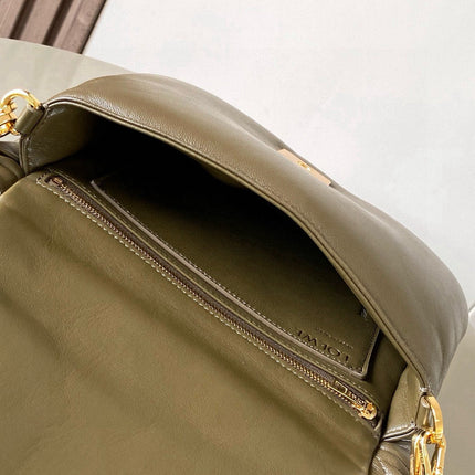 LOEWE 25S PUFFER GOYA BAG 23 IN KHAKI GREEN NAPPA LAMBSKIN