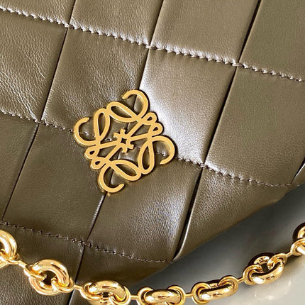 LOEWE 25S PUFFER GOYA BAG 23 IN KHAKI GREEN NAPPA LAMBSKIN