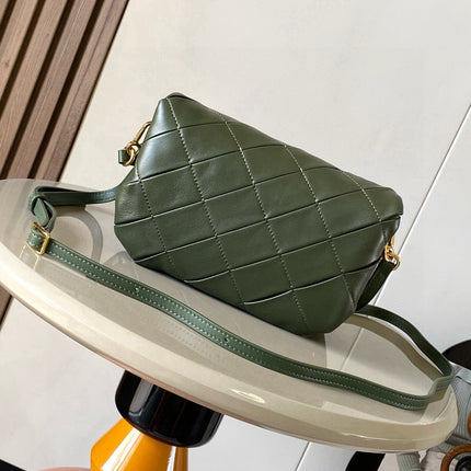 LOEWE 25S PUFFER GOYA BAG 20 IN DARK OLIVE GREEN NAPPA LAMBSKIN