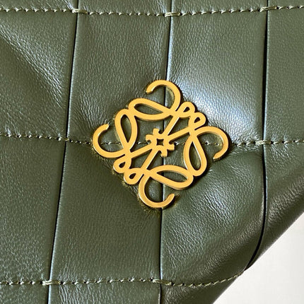 LOEWE 25S PUFFER GOYA BAG 20 IN DARK OLIVE GREEN NAPPA LAMBSKIN