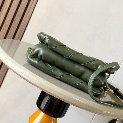 LOEWE 25S PUFFER GOYA BAG 20 IN DARK OLIVE GREEN NAPPA LAMBSKIN