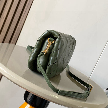 LOEWE 25S PUFFER GOYA BAG 20 IN DARK OLIVE GREEN NAPPA LAMBSKIN