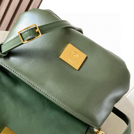 LOEWE 25S PUFFER GOYA BAG 20 IN DARK OLIVE GREEN NAPPA LAMBSKIN