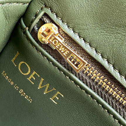 LOEWE 25S PUFFER GOYA BAG 20 IN DARK OLIVE GREEN NAPPA LAMBSKIN