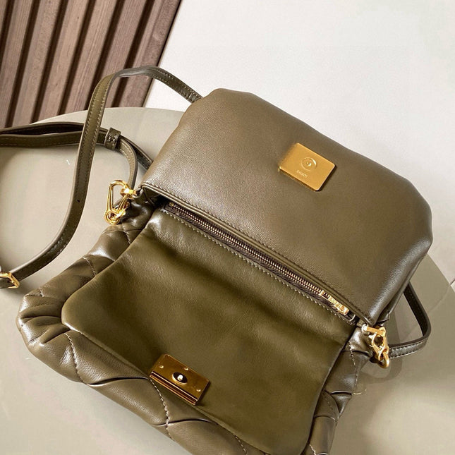 LOEWE 25S PUFFER GOYA BAG 20 IN KHAKI GREEN NAPPA LAMBSKIN