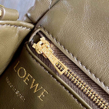 LOEWE 25S PUFFER GOYA BAG 20 IN KHAKI GREEN NAPPA LAMBSKIN