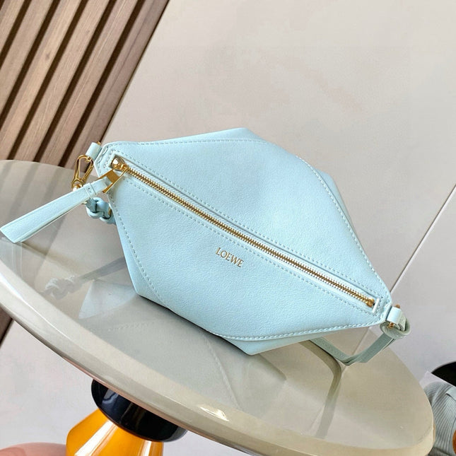 LOEWE 25S PUZZLE FOLD BAG 23 IN PALE BLUE CALFSKIN