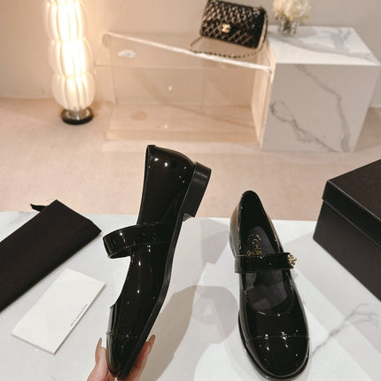 mary jane flat black patent calfskin