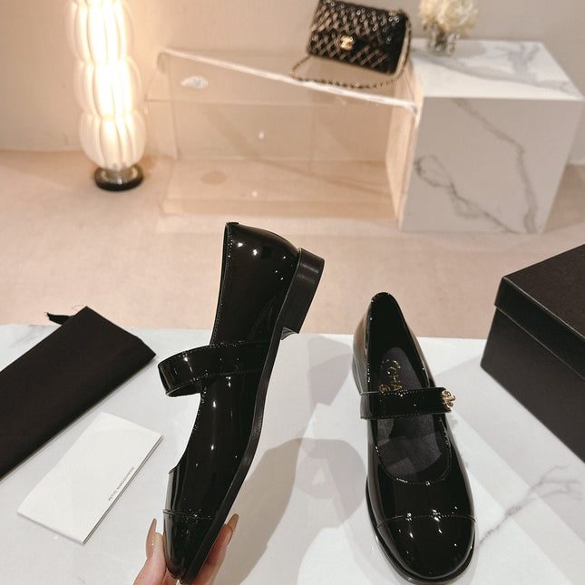 mary jane flat black patent calfskin