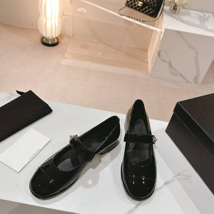 mary jane flat black patent calfskin