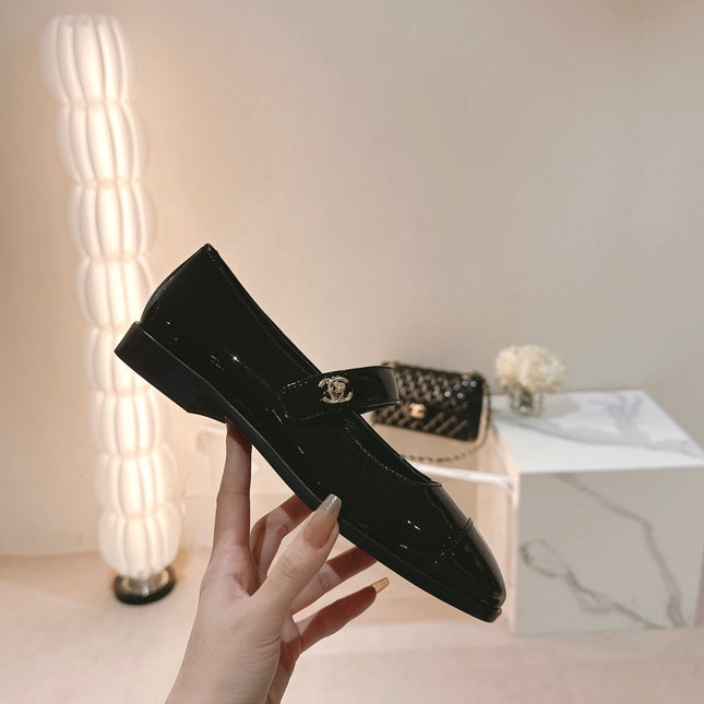 mary jane flat black patent calfskin