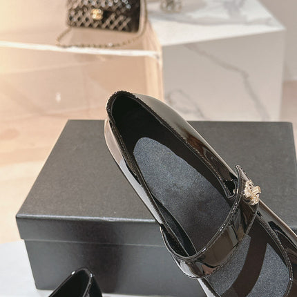 mary jane flat black patent calfskin