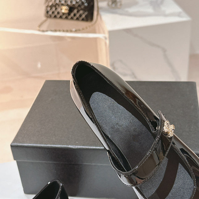 mary jane flat black patent calfskin