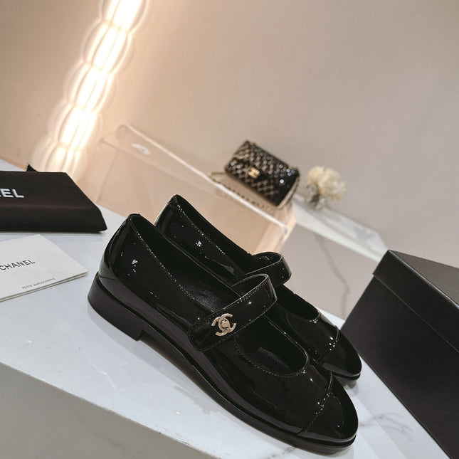 mary jane flat black patent calfskin