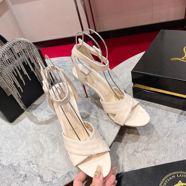 CL HIGH HEELS 100MM IN BEIGE CALFSKIN