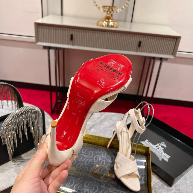 CL HIGH HEELS 100MM IN BEIGE CALFSKIN