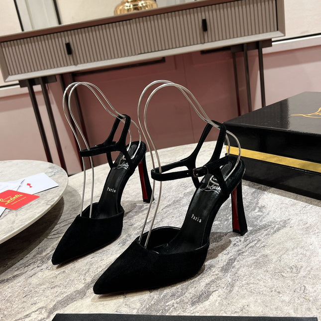 POINTED TOE HIGH HEELS 100MM IN BLACK SUEDE