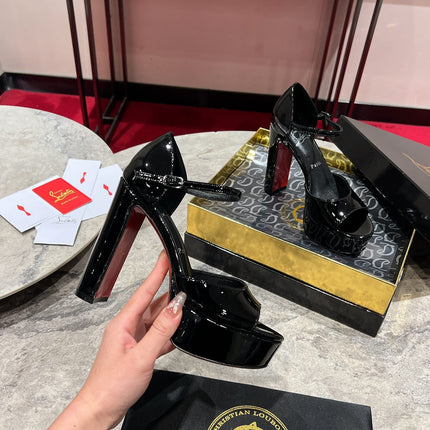 SANDALOO PLATFORM SANDALS 130MM IN BLACK PATENT CALFSKIN