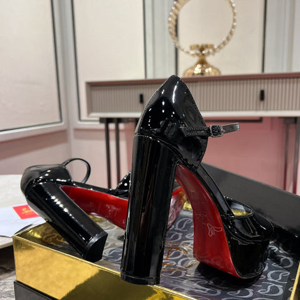 SANDALOO PLATFORM SANDALS 130MM IN BLACK PATENT CALFSKIN