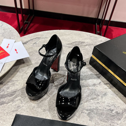 SANDALOO PLATFORM SANDALS 130MM IN BLACK PATENT CALFSKIN