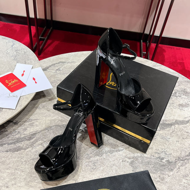 SANDALOO PLATFORM SANDALS 130MM IN BLACK PATENT CALFSKIN