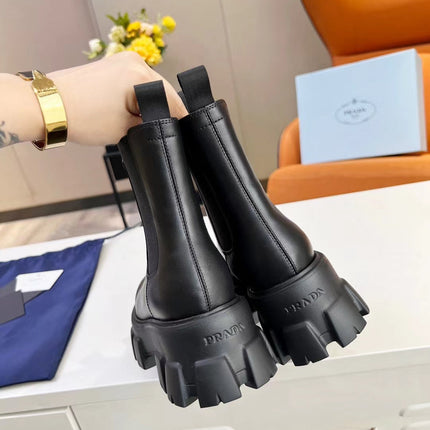 PRA MONOLITH BRUSHED BOOTIES 55 BLACK CALFSKIN