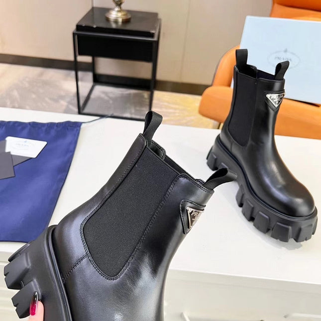 PRA MONOLITH BRUSHED BOOTIES 55 BLACK CALFSKIN