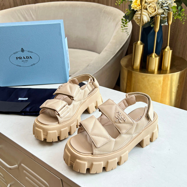 PRA MONOLITH NAPPA SANDALS BEIGE LAMBSKIN