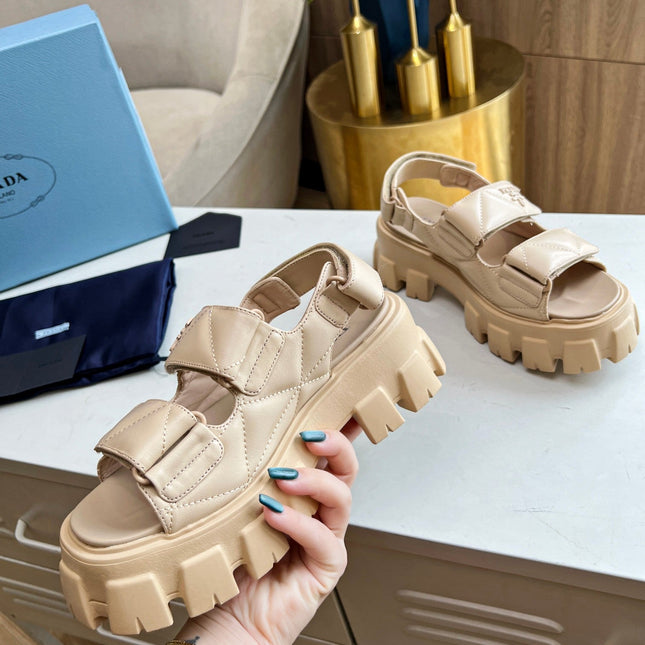 PRA MONOLITH NAPPA SANDALS BEIGE LAMBSKIN