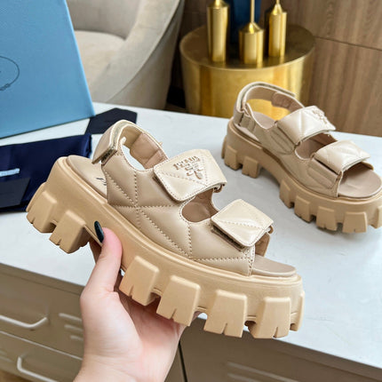 PRA MONOLITH NAPPA SANDALS BEIGE LAMBSKIN