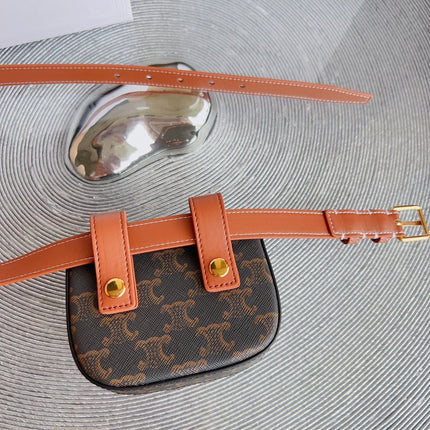 CL BELT MONOGRAM BROWN BAG TRIOMPHE 25 MM BELT TRIOMPHE ORANGE CALFSKIN