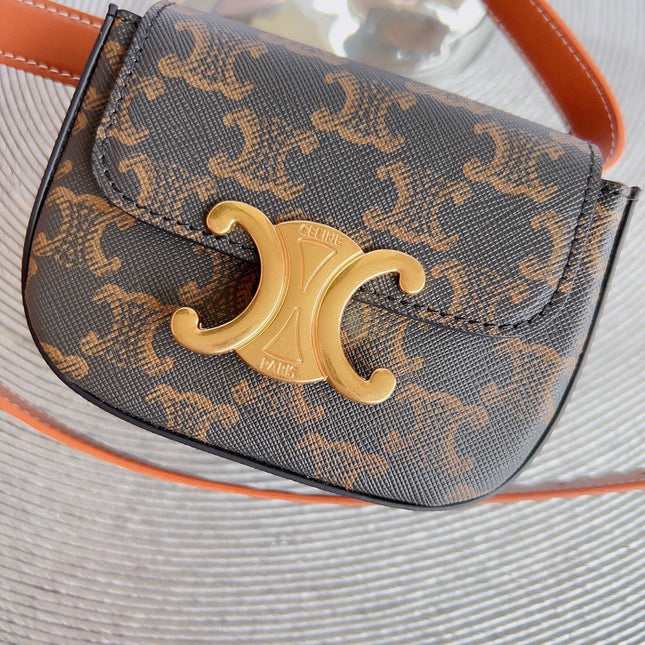 CL BELT MONOGRAM BROWN BAG TRIOMPHE 25 MM BELT TRIOMPHE ORANGE CALFSKIN