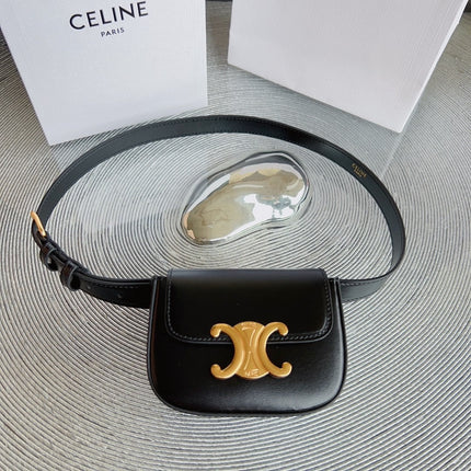 CL BELT BAG TRIOMPHE 25 MM BELT TRIOMPHE BLACK CALFSKIN GOLD HARDWARE