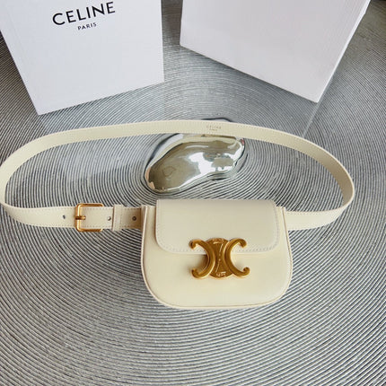 CL BELT BAG TRIOMPHE 25 MM BELT TRIOMPHE WHITE CALFSKIN GOLD HARDWARE