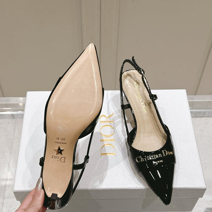 MY DD 25S SLINGBACK PUMP 50MM IN BLACK GLOSSY CALFSKIN