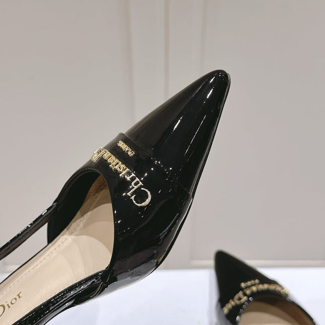 MY DD 25S SLINGBACK PUMP 50MM IN BLACK GLOSSY CALFSKIN
