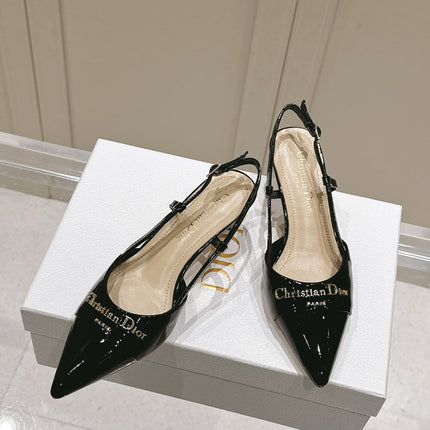 MY DD 25S SLINGBACK PUMP 50MM IN BLACK GLOSSY CALFSKIN