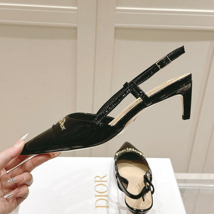 MY DD 25S SLINGBACK PUMP 50MM IN BLACK GLOSSY CALFSKIN